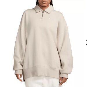 Nike Beige Quarter-Zip Collared Sweatshirt- NWT